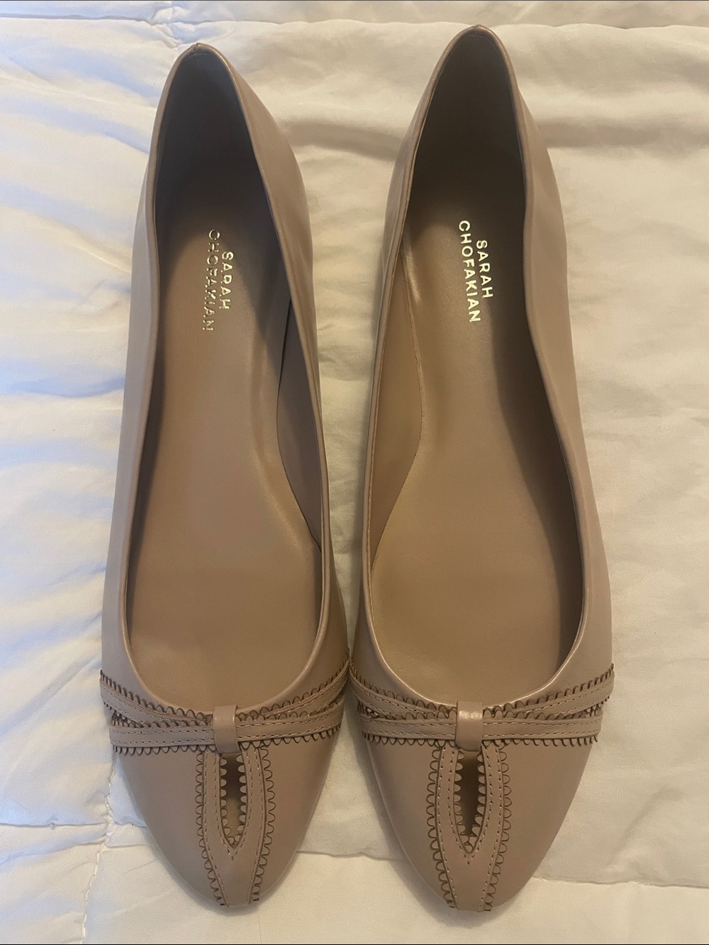 Sarah Chofakian leather Nude/Taupe Pointed Ballet Flats size 38/7.5